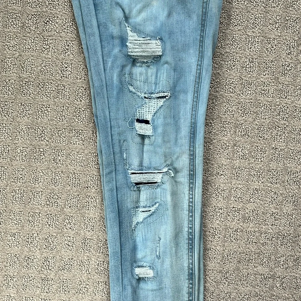 Justice High Rise Denim Jegging Light Blue Distressed Girls 10
